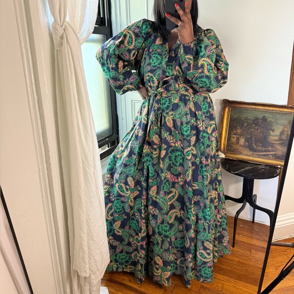 Boden prairie cottagecore blue pink paisley long sleeve corset bodice Maxi Dress - Picture 9 of 15